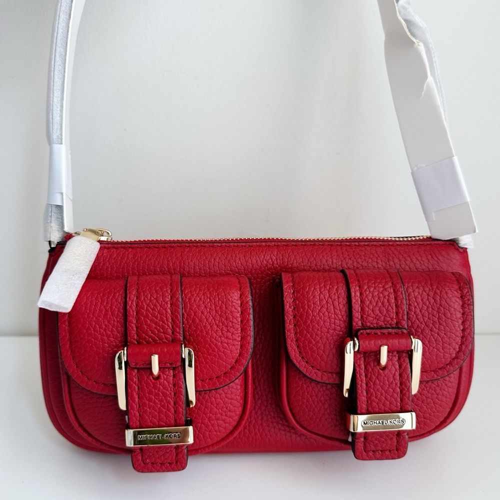 Michael kors Zoe Small Pebbled Leather Pochette crimson red